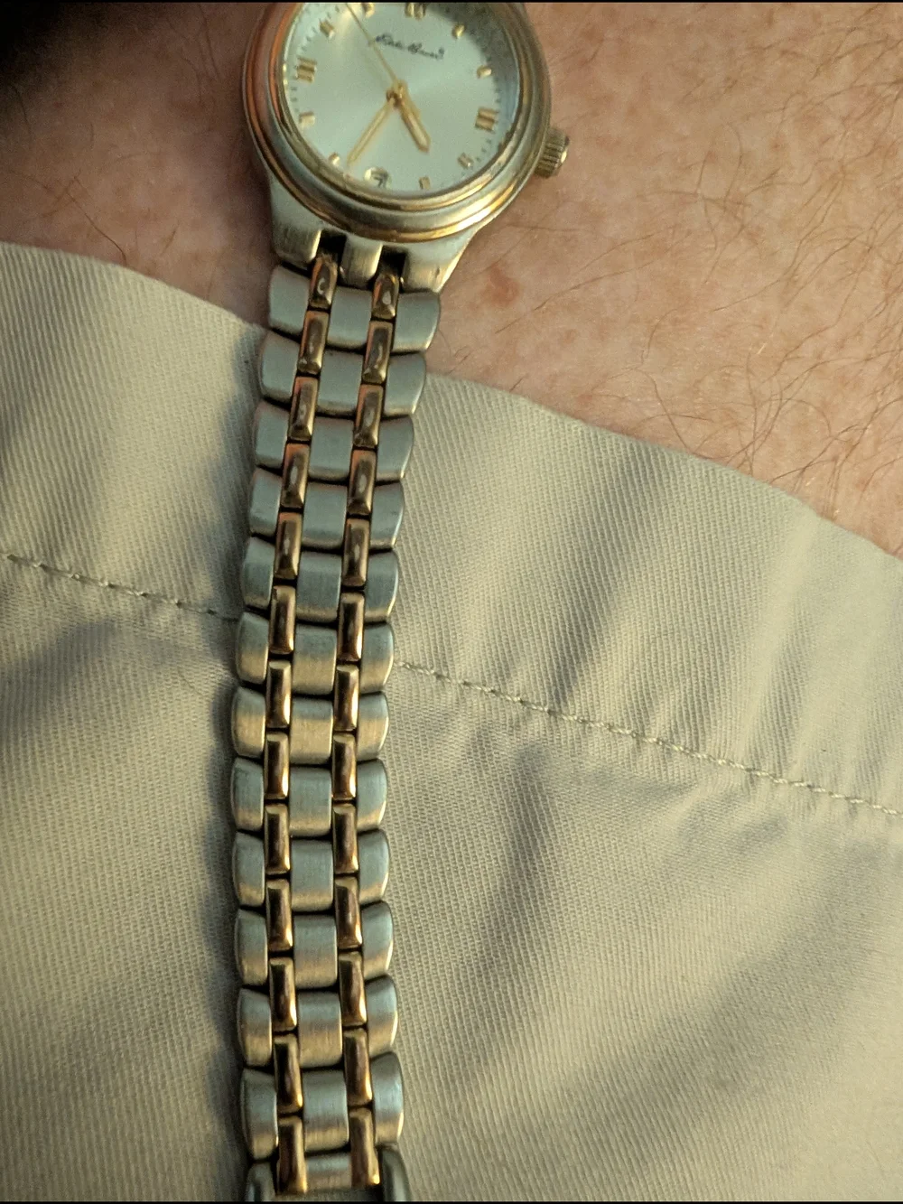 Eddie Bauer Silver and Gold Two-Tone Analog Watch With Brand New Battery In It
